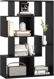 Modern 6-Cube S-Shape Bookcase Storage Unit with Anti-Tip Design for Living Room