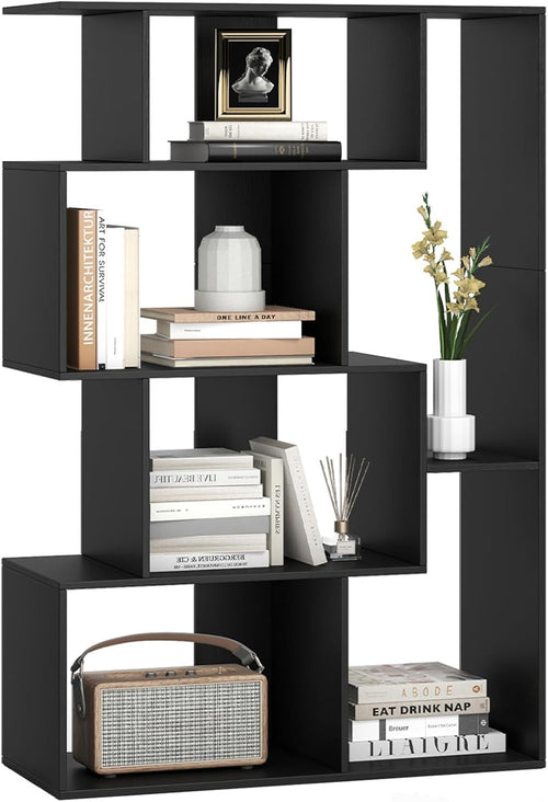 Modern 6-Cube S-Shape Bookcase Storage Unit with Anti-Tip Design for Living Room