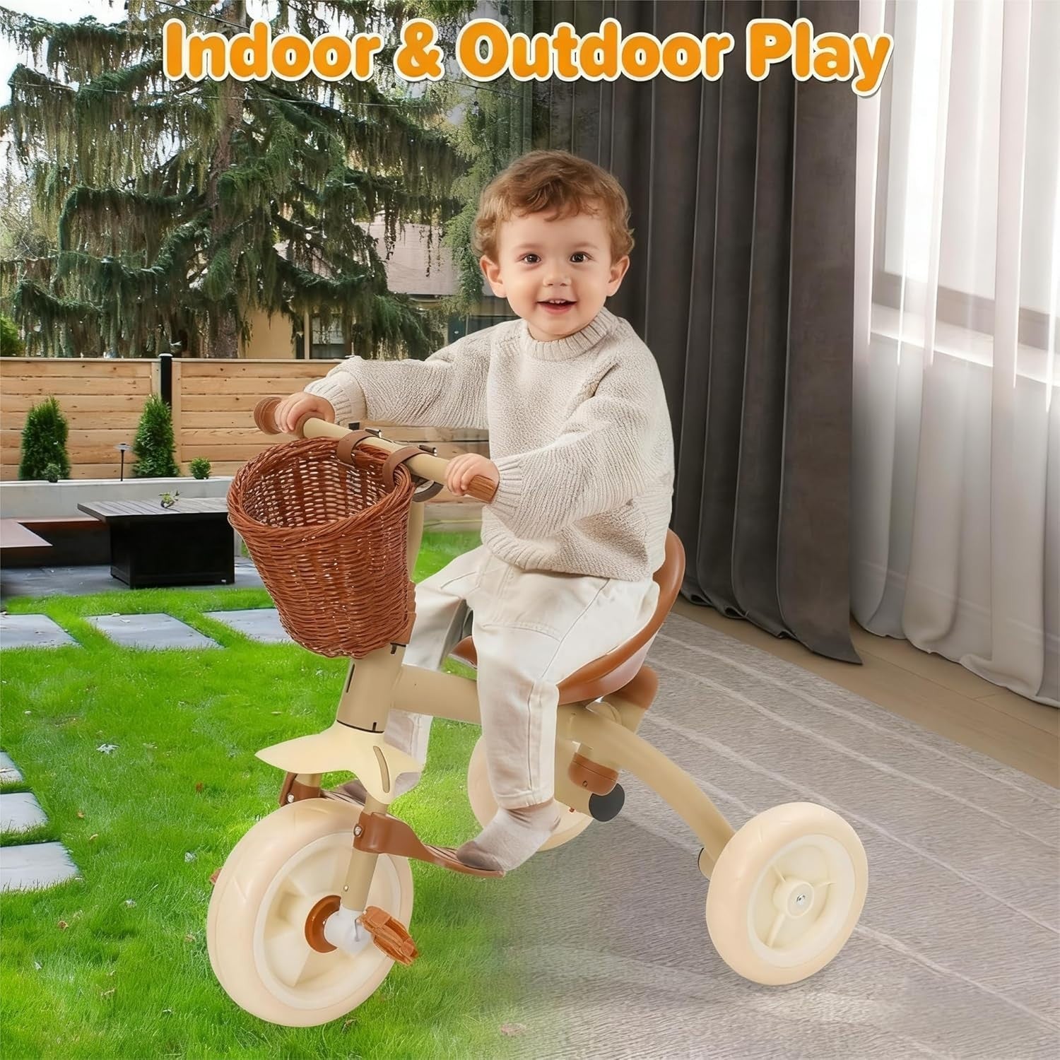 2 in 1 Kids Tricycle Push Trike Balance Bike w Parent Handle Green