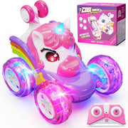 Unicorn RC Car for Girls – LED Stunt Remote Control Toy for Kids 3-6