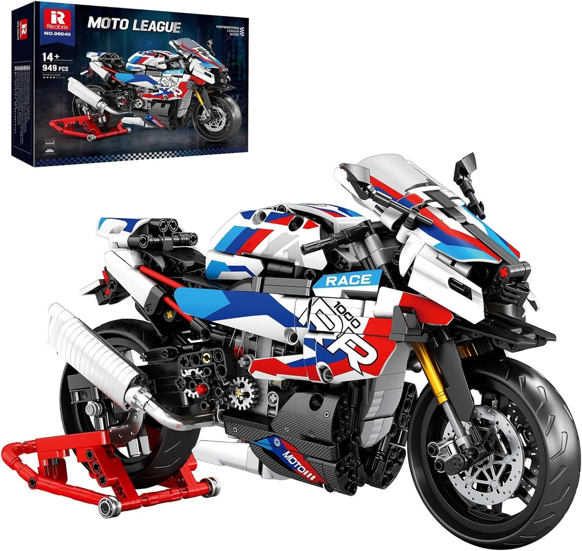 1:8 Scale Motorbike Building Kit with Stand, 949 Pcs, Realistic Model Toy