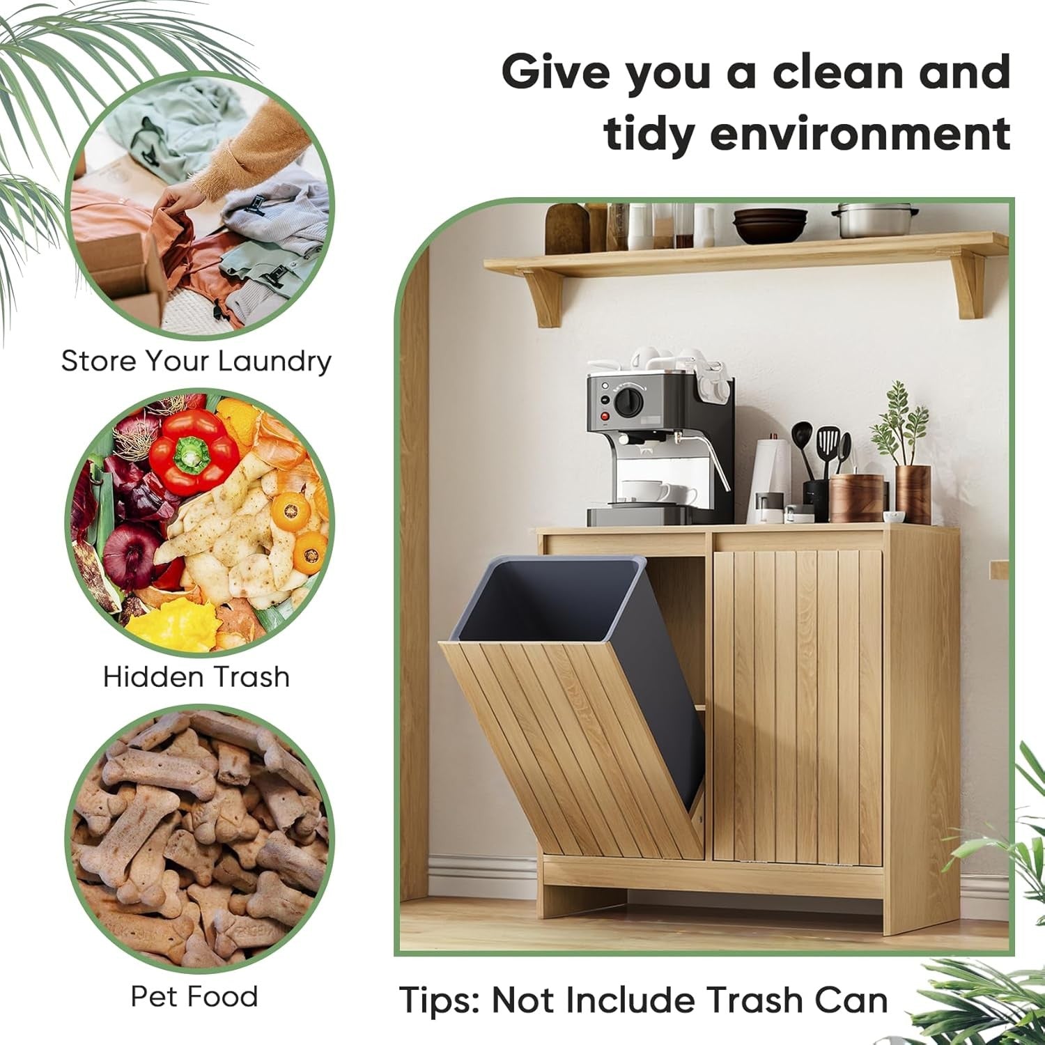 Double Tilt Out Laundry Cabinet with 2 Baskets Wooden Bathroom Storage