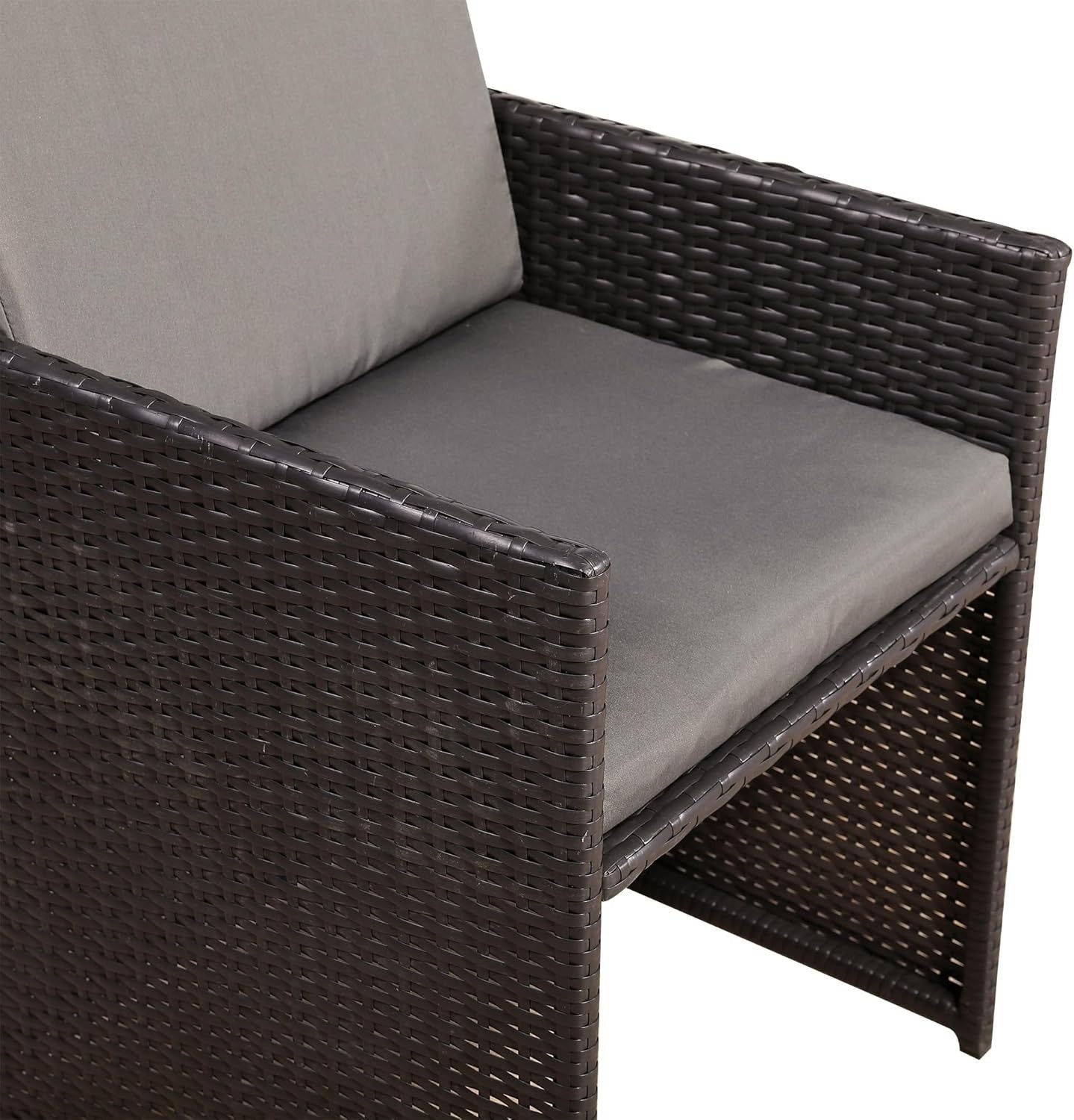 3 Piece Rattan Cube Bistro Set Patio Table Chairs Space Saving Balcony Dining