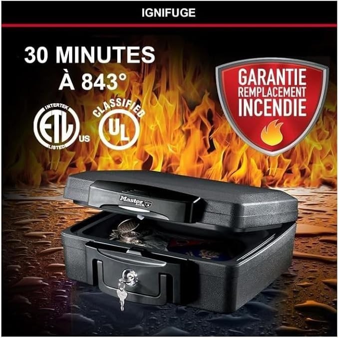 Portable Fireproof Waterproof Security Chest Key Lock Document Safe