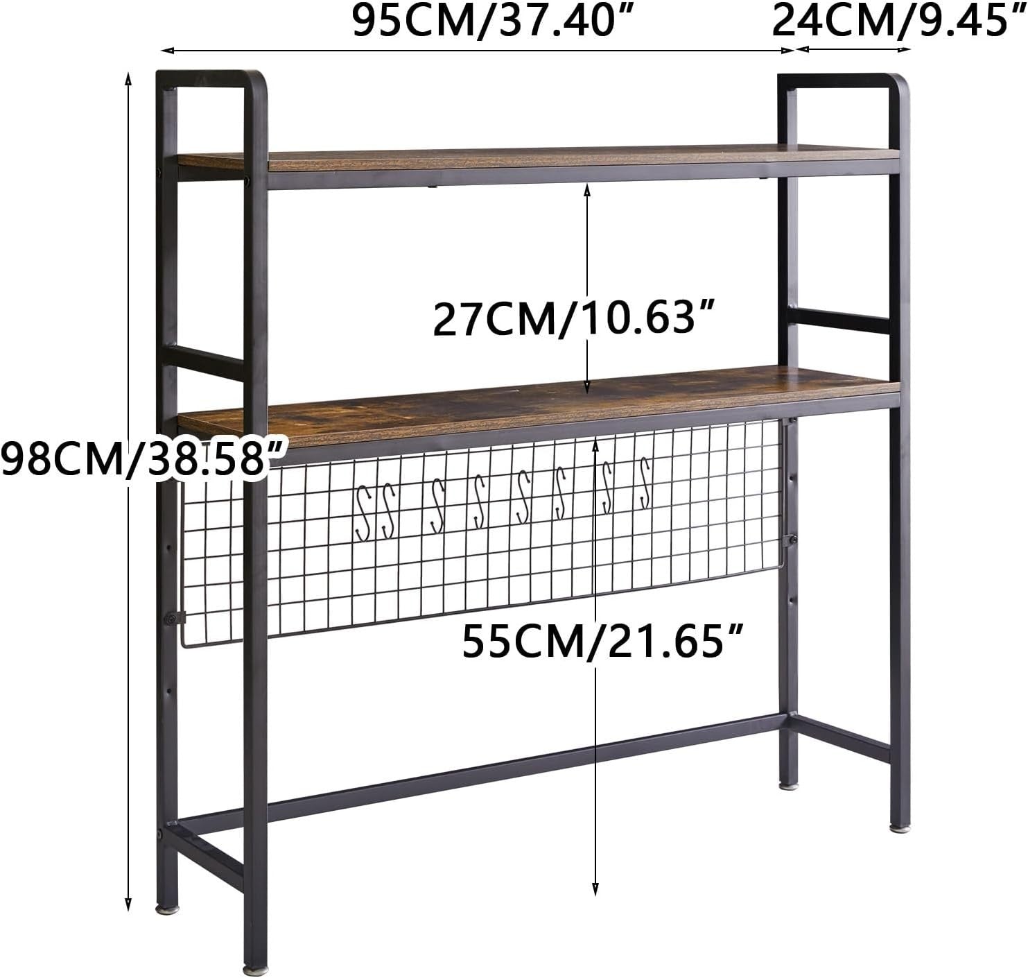 37" Desk Hutch Organizer – 2-Tier Adjustable Desktop Shelf & Monitor Stand