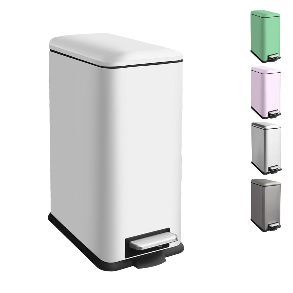 30L Kitchen Pedal Bin Soft Close Stainless Steel White