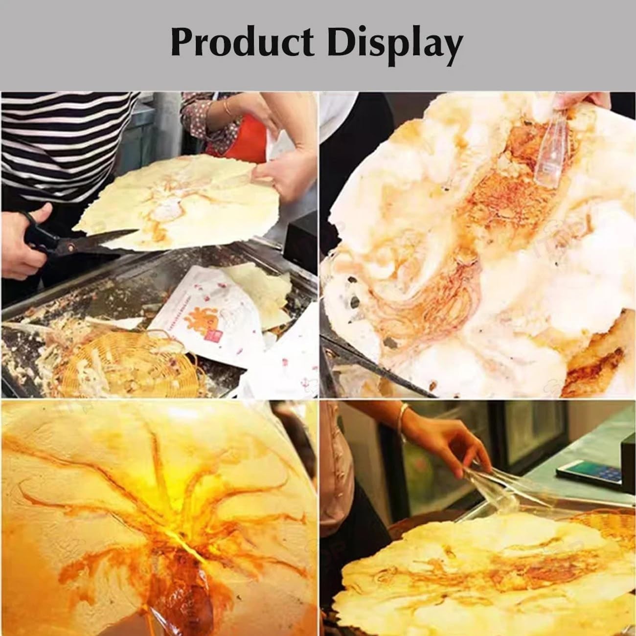 2800W Prawn Tako Senbei Maker, 30x30cm Crepe Grill Seafood Roaster