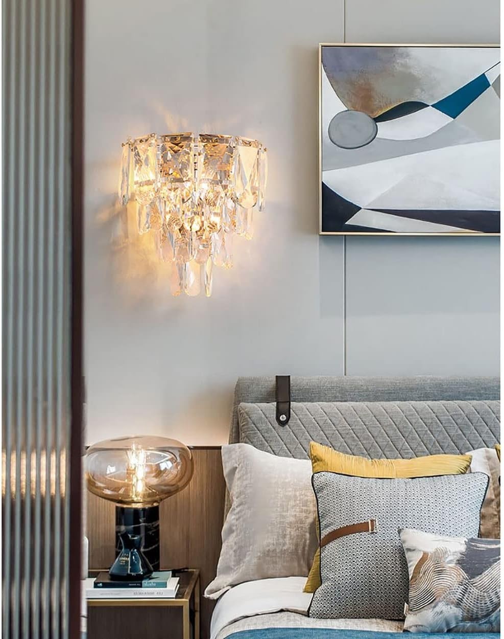 Gold Crystal Wall Light E14 Modern Sconce for Bedroom Hotel Hallway