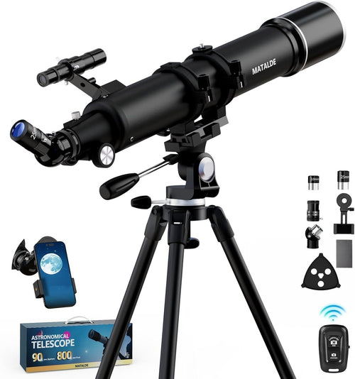 Advanced Telescope 90mm Refractor 32X-240X Astronomy Kit Black Tripod