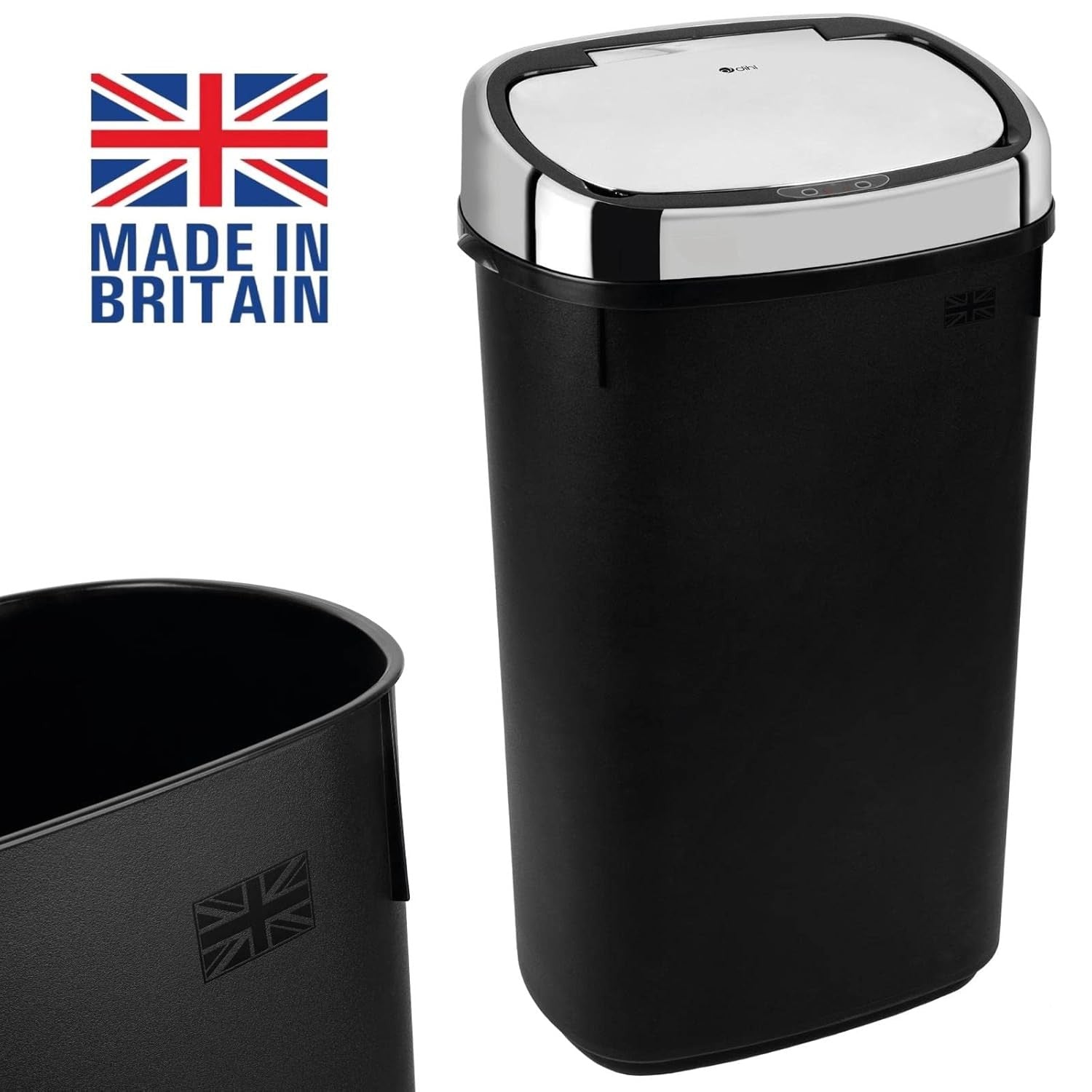 50L Touchless Kitchen Bin Automatic Sensor Black Chrome Lid