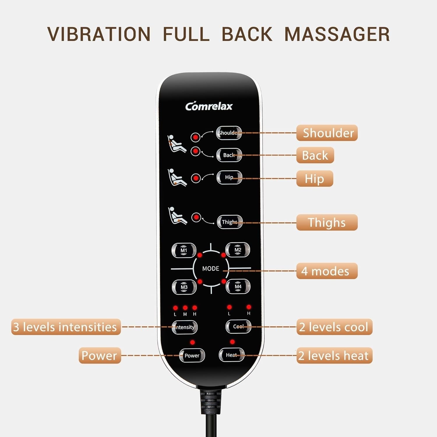 Back Massage Chair Pad Cooling Heat Vibration Seat Cushion Muscle Relief