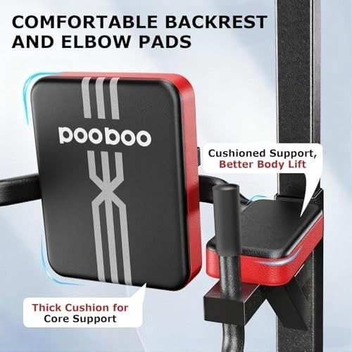 Black Power Tower Dip Station Pull-Up Bar Adjustable Home Gym