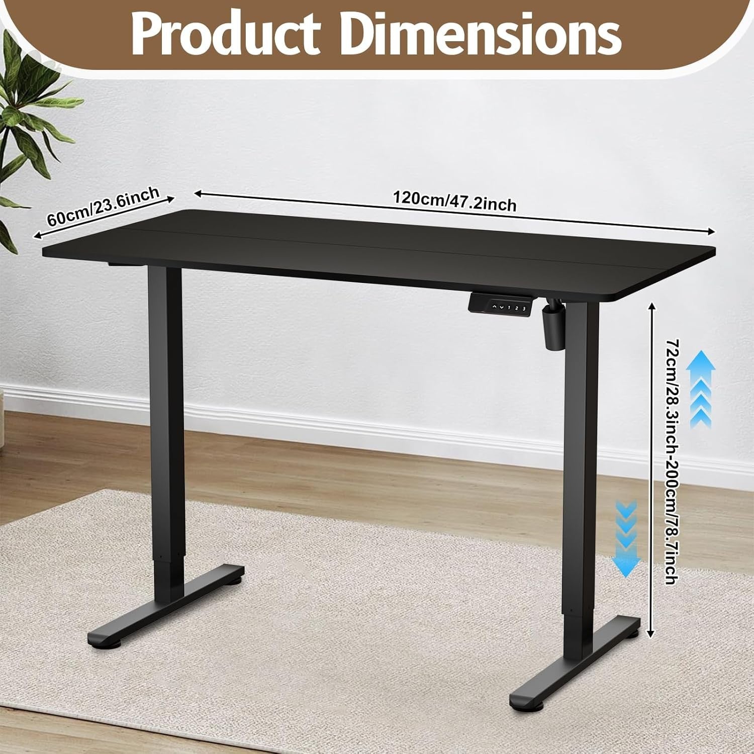 Electric Adjustable Standing Desk 120x60cm Smart Sit Stand Office Table
