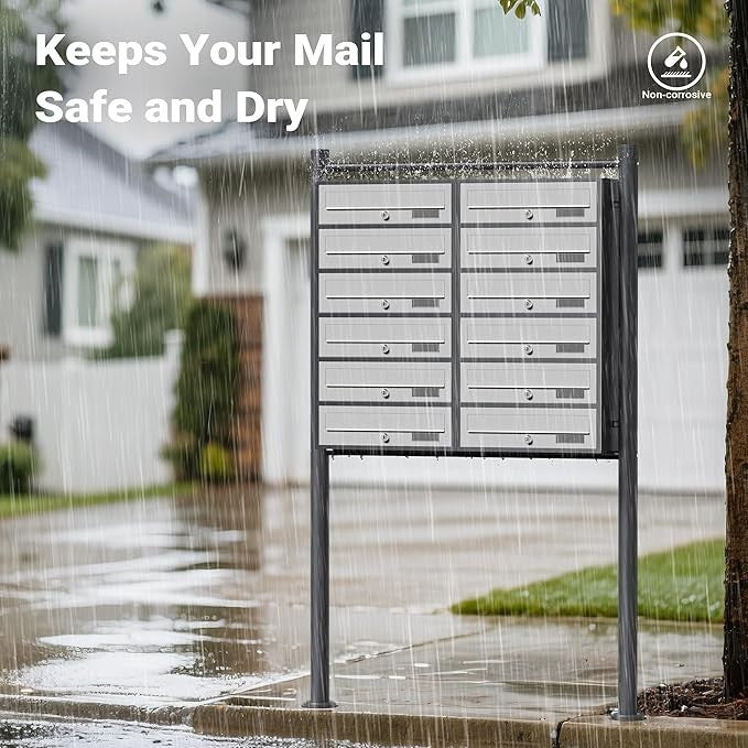 Outdoor Multi-Slot Letterbox System 12 Mailboxes Steel Lockable Anthracite White