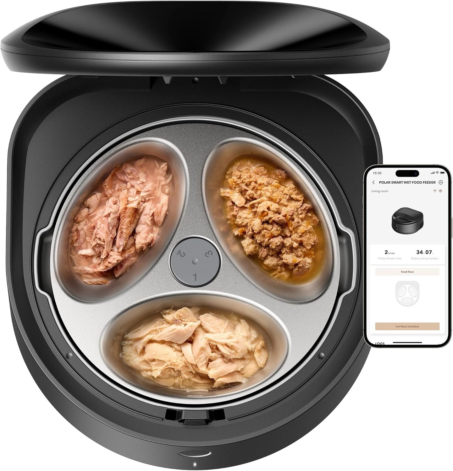 Smart Wet Food Cat Feeder Refrigerated App Control 72Hr Freshness