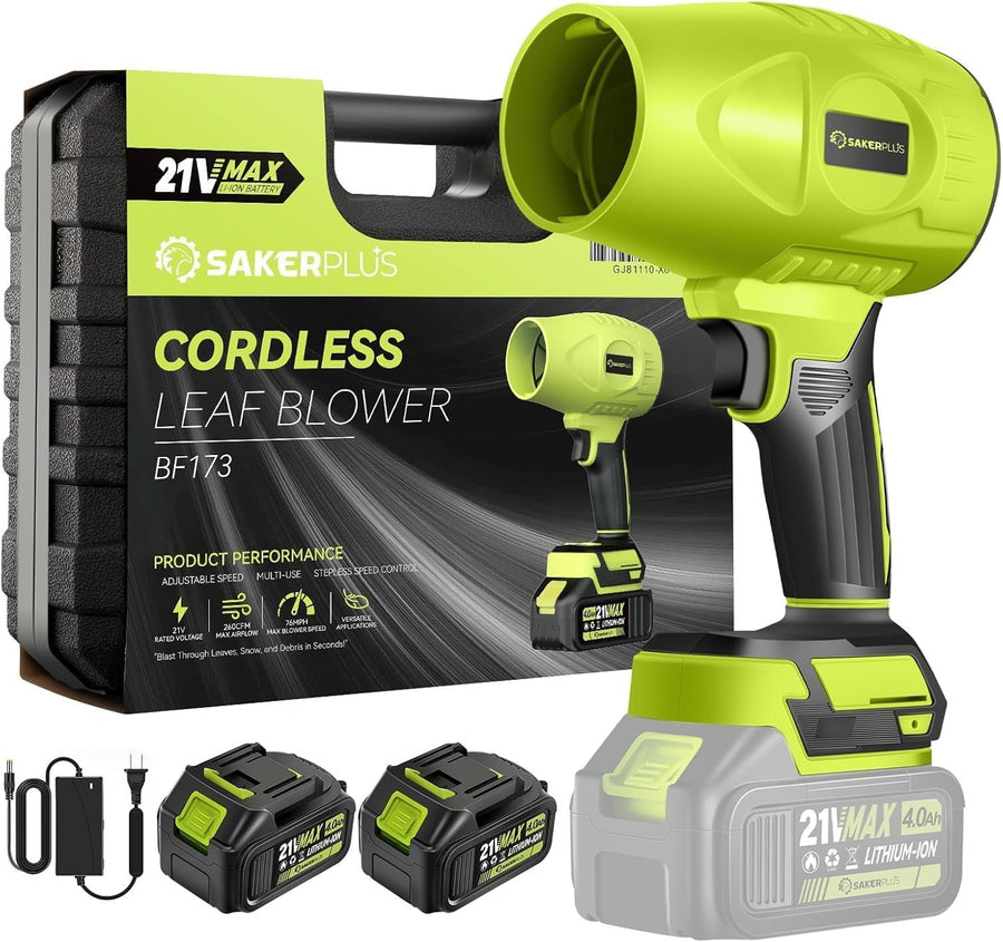 Cordless Leaf Blower Handheld Dust Cleaner 2 Batteries Lawn Patio Garage