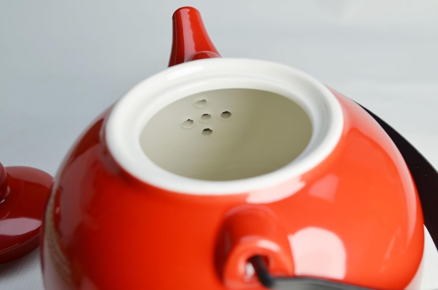 28oz Chinese Porcelain Teapot Red Double Happiness Tea Pot Handle