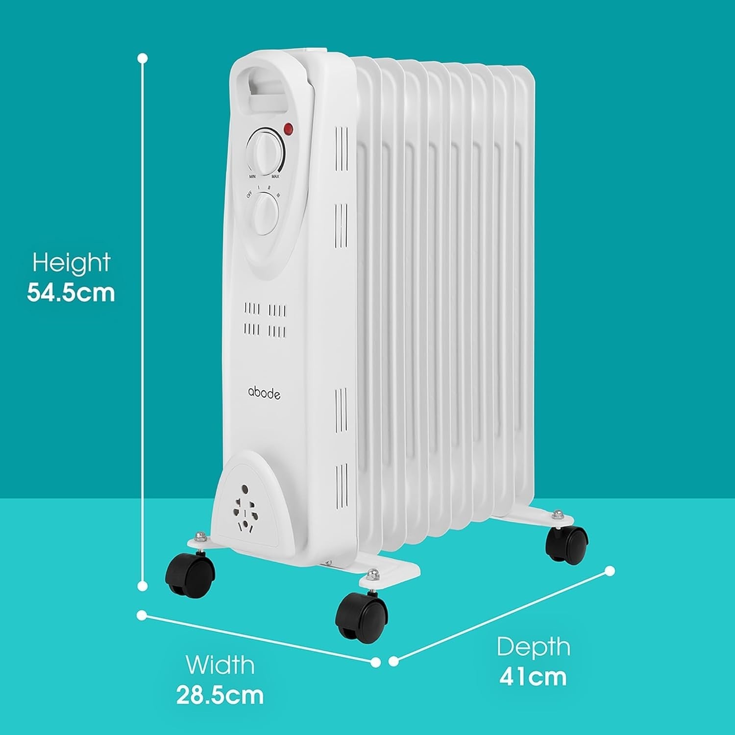2000W Oil Filled Radiator Heater 9 Fin Portable Electric Thermostat
