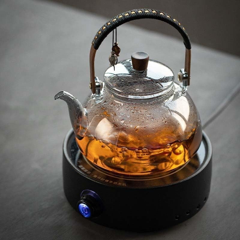 Japanese Style Glass Teapot 950ml with Infuser Stovetop Safe Gray