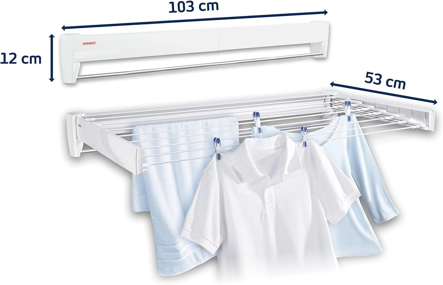 Wall Mounted Clothes Airer Fold Away Drying Rack 8.1m Space Indoor Outdoor