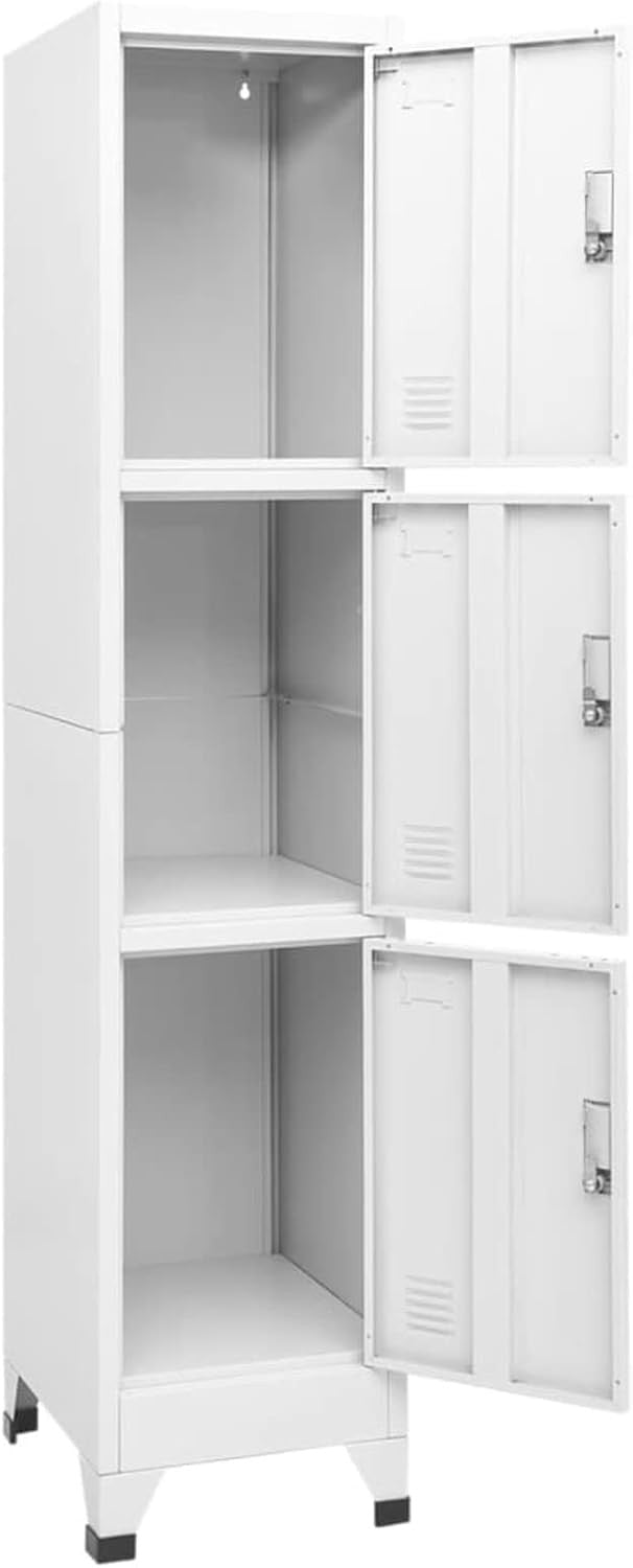 3 Door Metal Locker Cabinet Lockable Steel Storage Cupboard Office Gym 180cm
