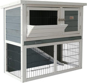 2 Tier Rabbit Hutch Outdoor Double Decker Guinea Pig Cage with Sliding Tray