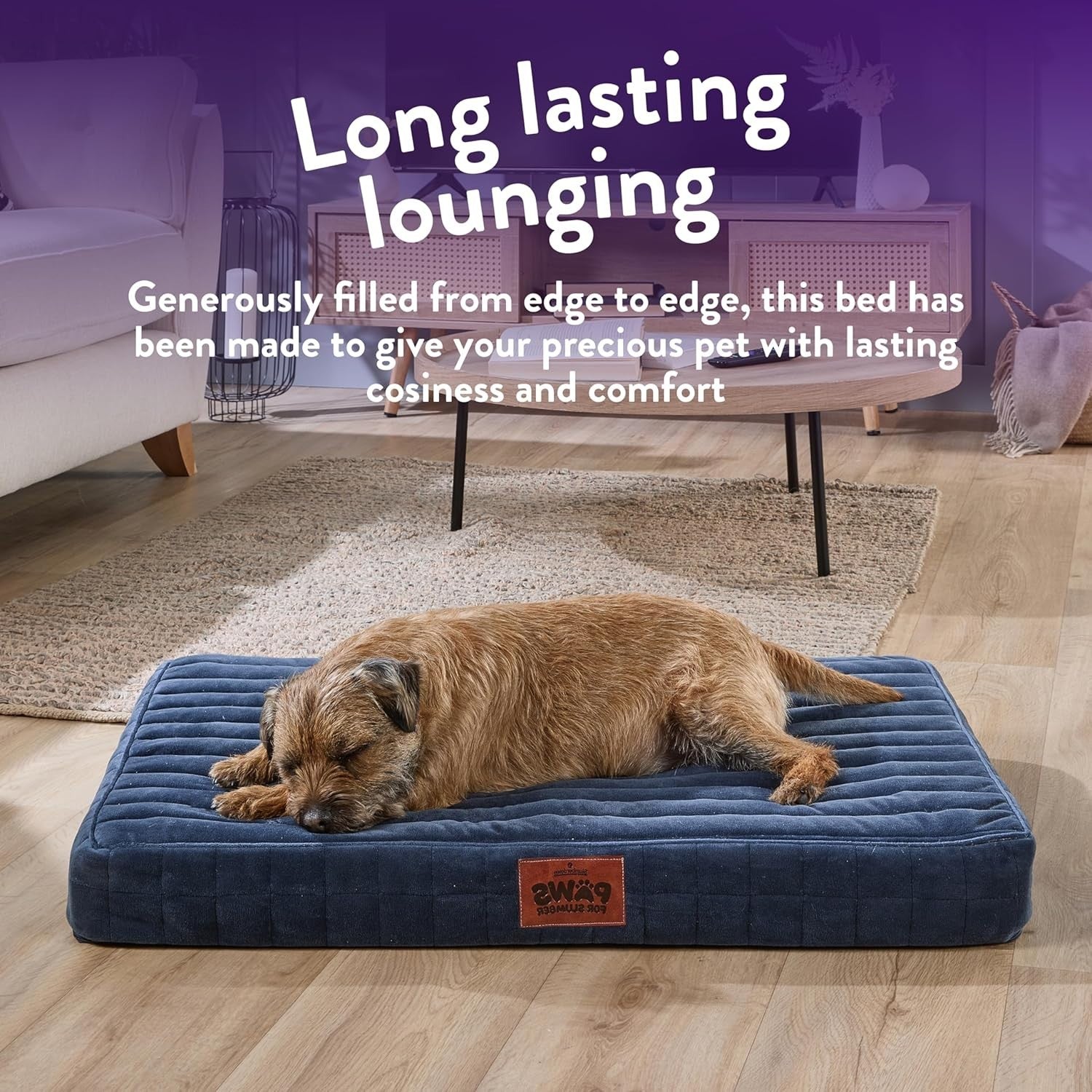 Medium Orthopedic Dog Bed 90x60x10cm Washable Crate Mat Navy