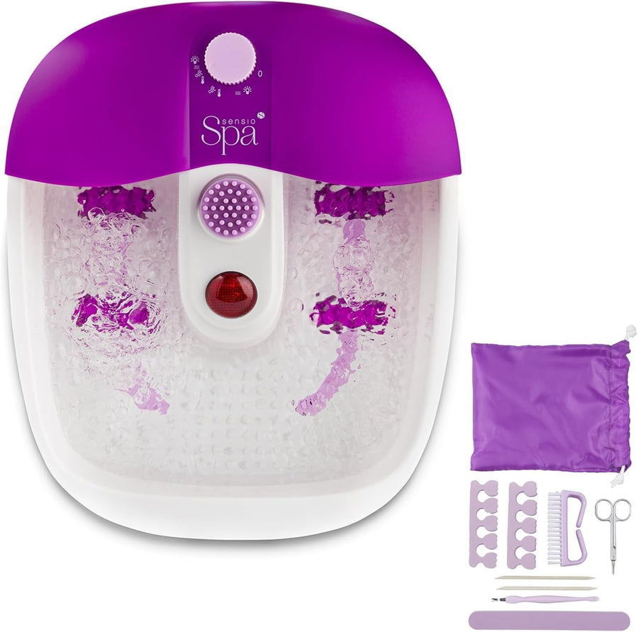 Luxury Foot Spa Massager | Heat, Bubbles & Pedicure Kit for Tired Feet