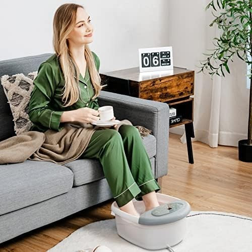 Foot Spa Massager with Heat, Bubbles & Vibration, 12 Rollers Foot Bath
