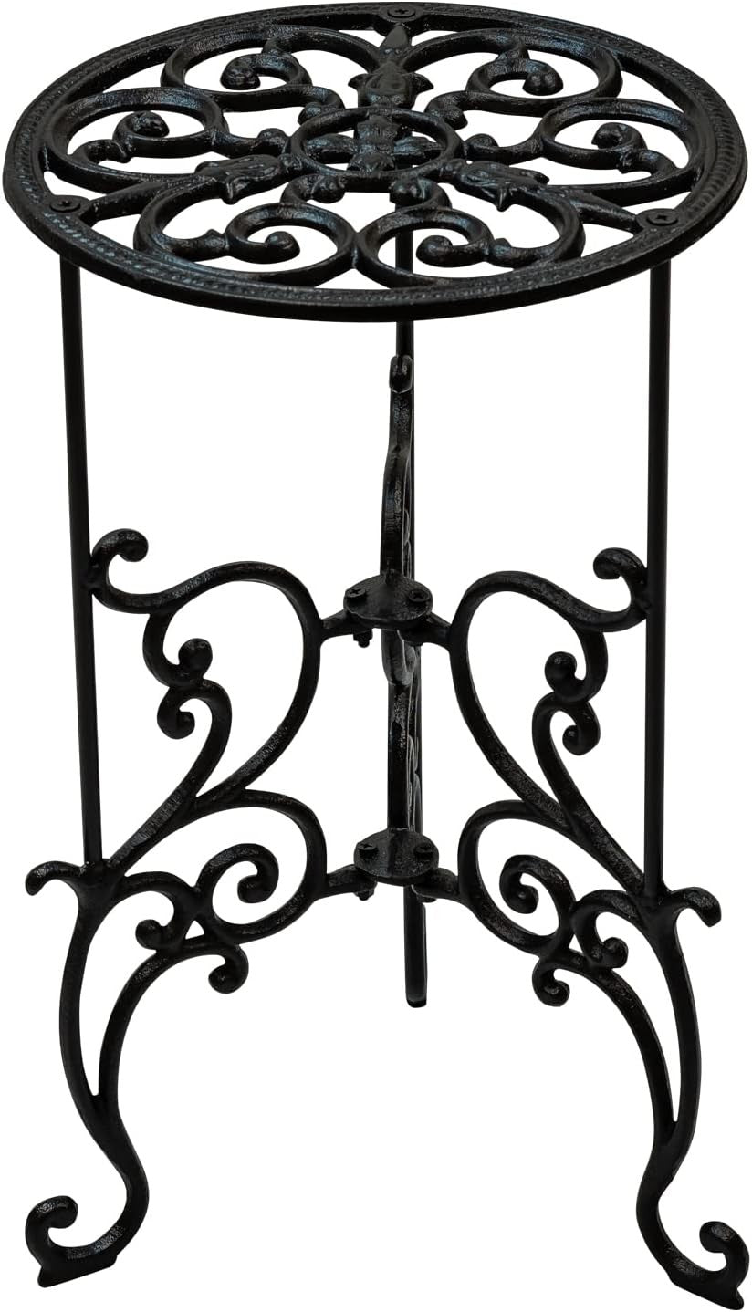 Heavy Duty Cast Iron Plant Stand Indoor Outdoor Flower Pot Display Table Black