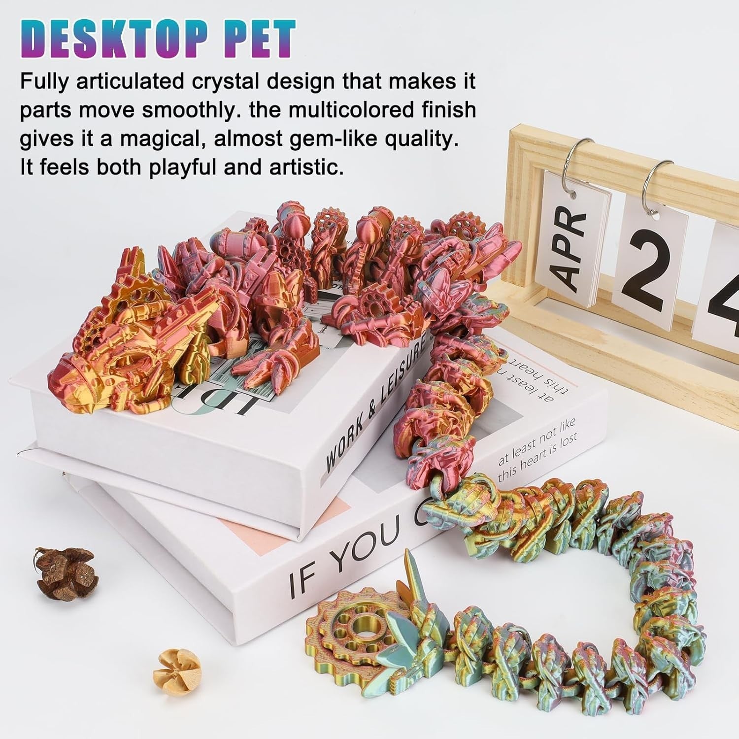 Large 3D Printed Steampunk Dragon Articulated Fidget Desk Decor