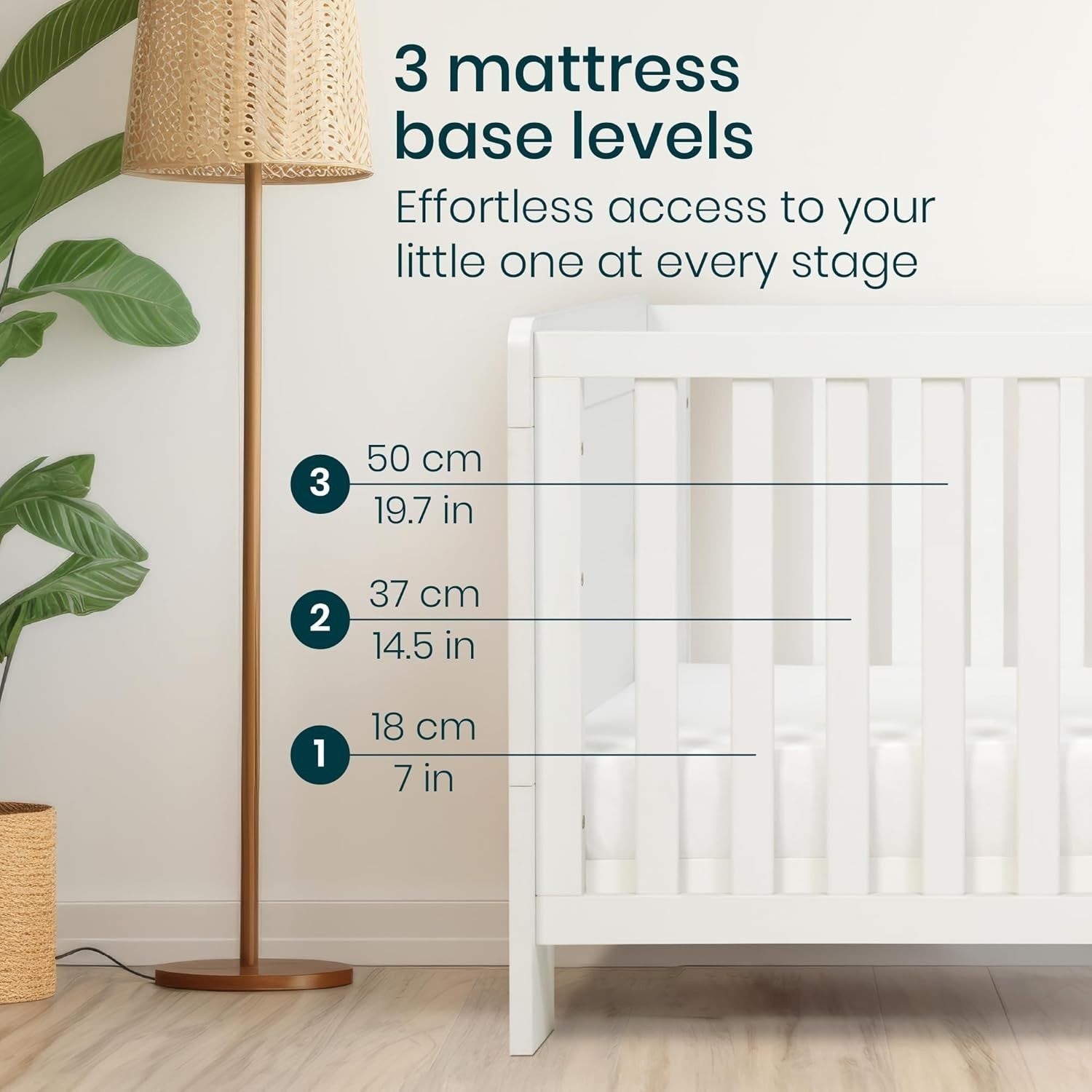 3in1 Baby Cot Bed Crib Toddler Day Bed Adjustable Wooden Convertible White