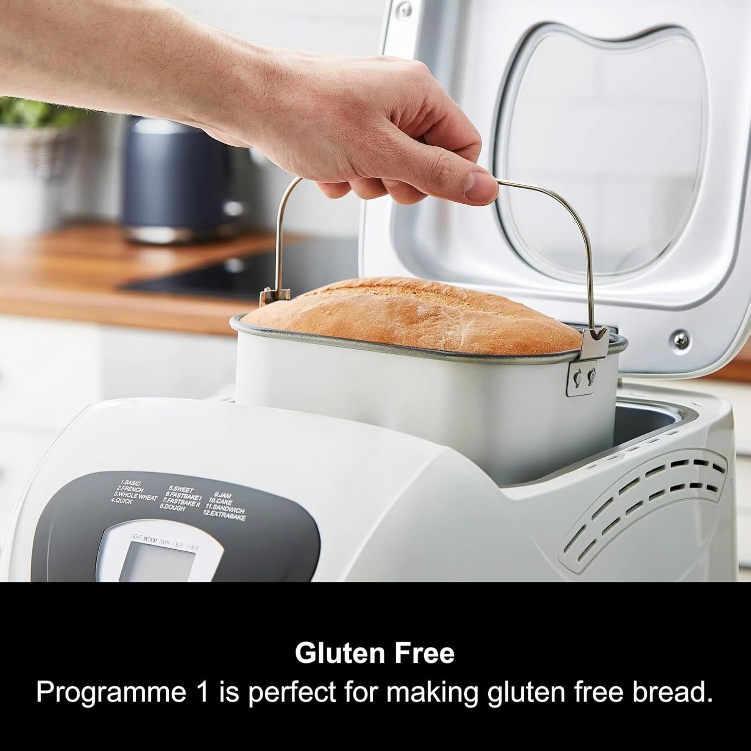 Fastbake Bread Maker Machine 12 Programs Timer 1.5lb 2lb Loaf Keep Warm White