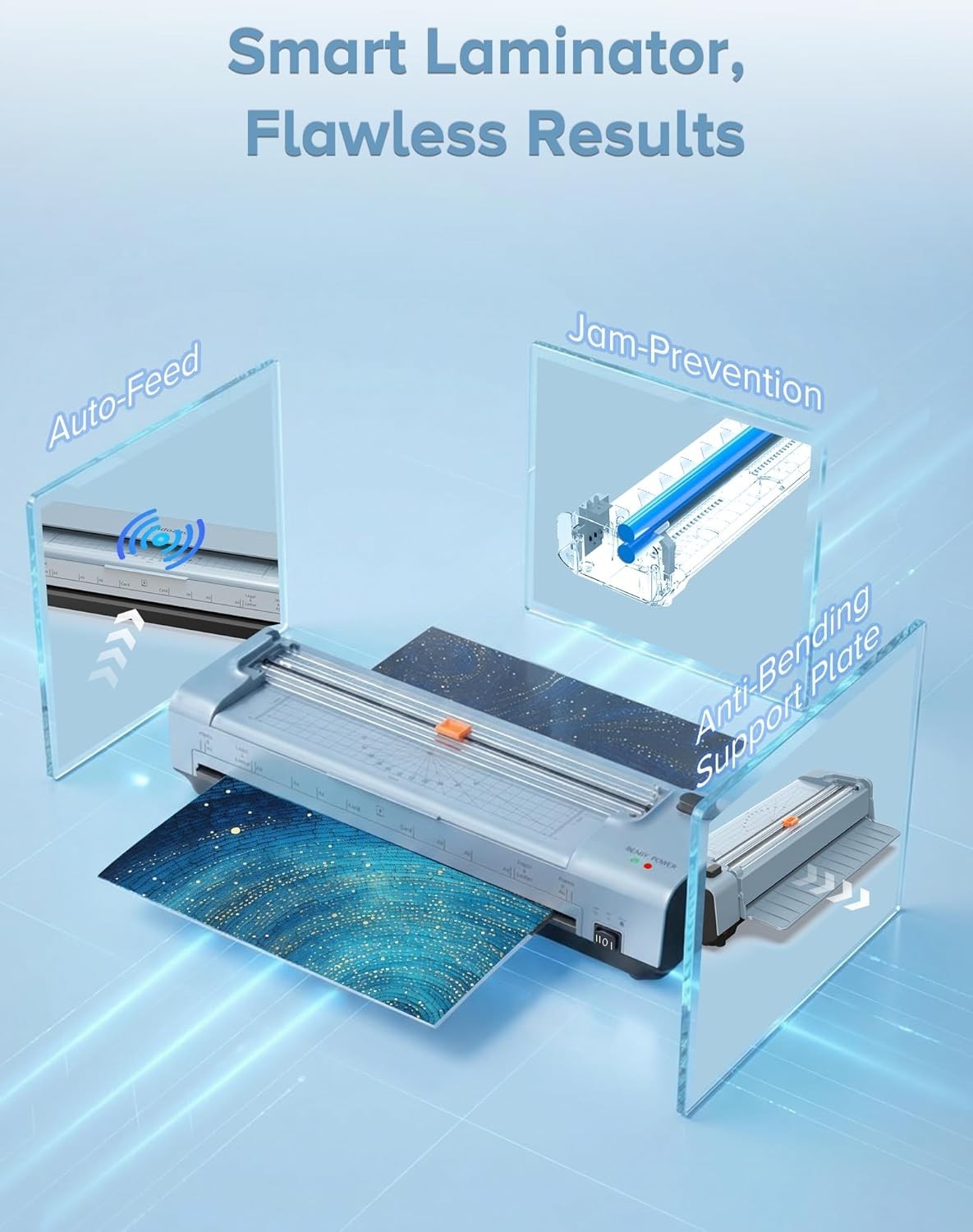 A3 13-Inch Laminator Hot Cold No Jam 10-in-1 Built-In Trimmer + Sheets