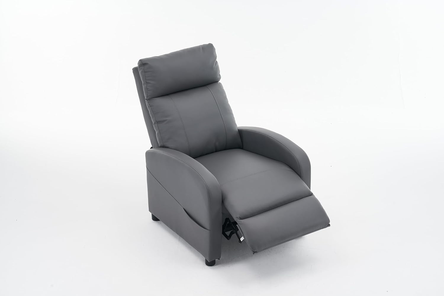 Recliner Armchair Grey PU Leather Lounge Chair Adjustable Back & Footrest