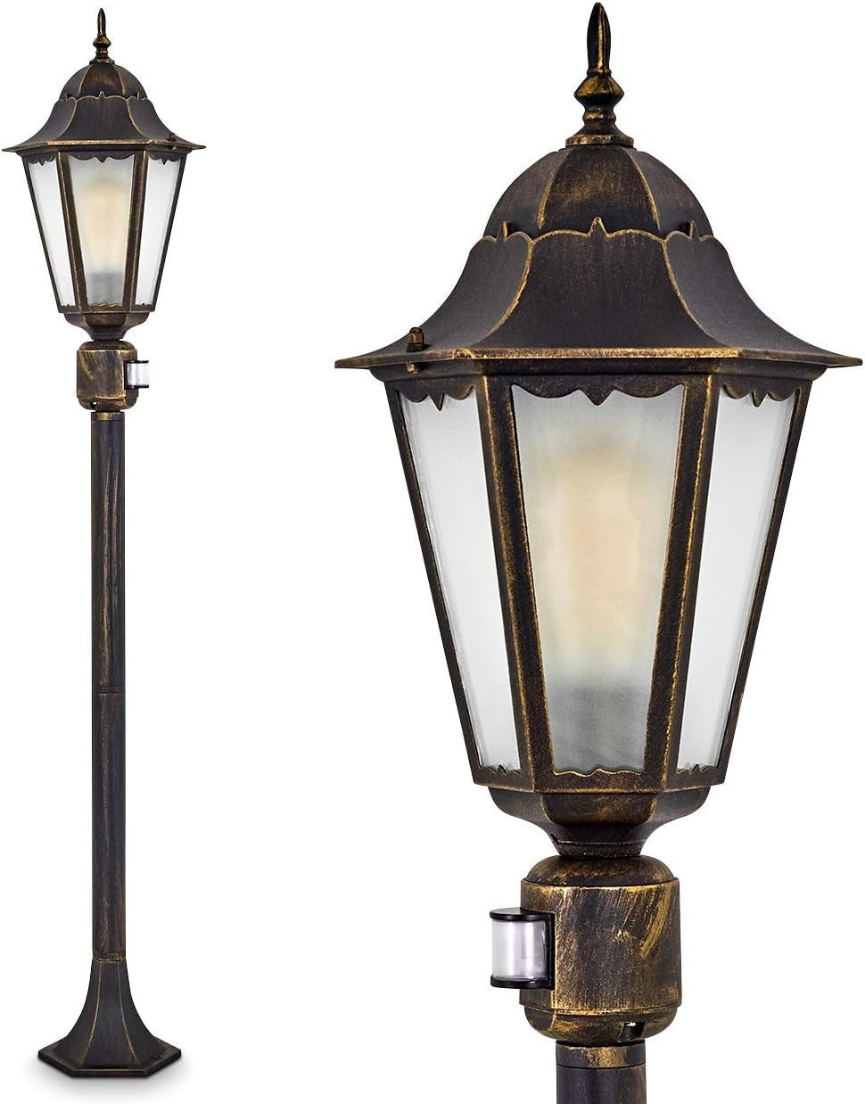 Hong Kong Frost Outdoor Lamp Gold 122cm Path Light IP44 E27