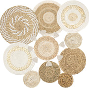 Boho Woven Wall Basket Decor Set of 10 Natural Handmade
