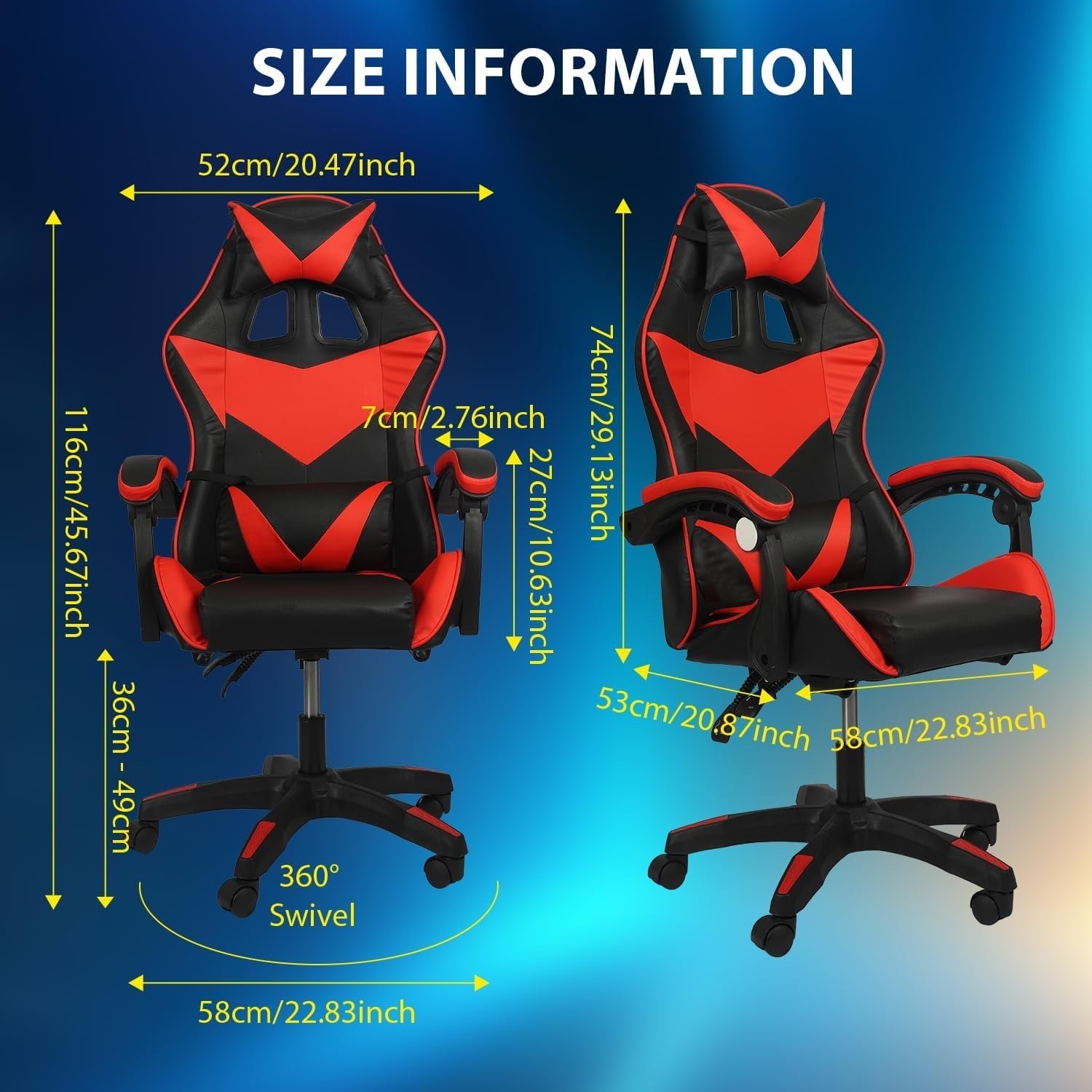 Big & Tall Gaming Chair Oversized High Back Faux Leather PC Video Game Seat