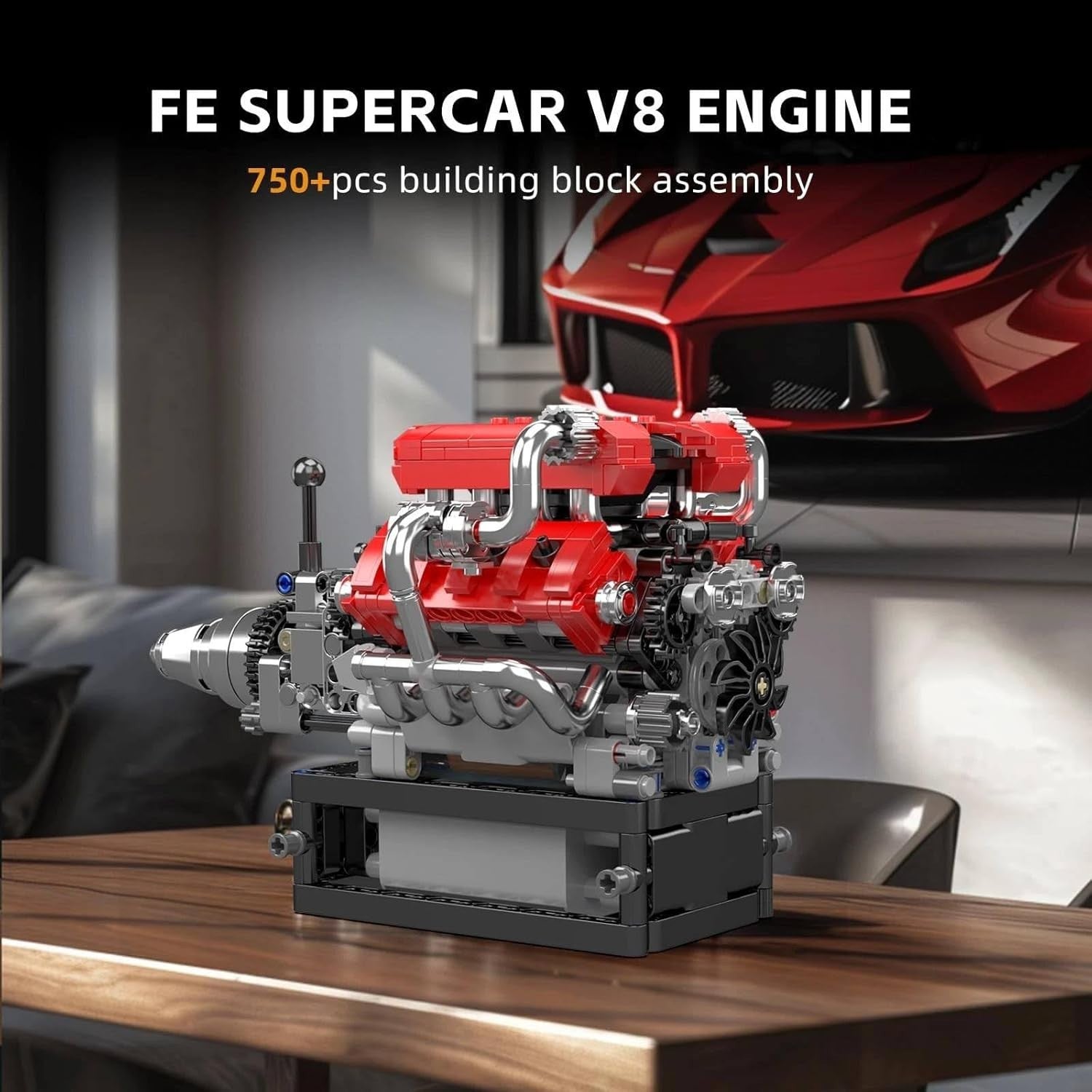V8 Engine Block Model Kit 750+ Pcs STEM Gift for Adults & Teens 14+