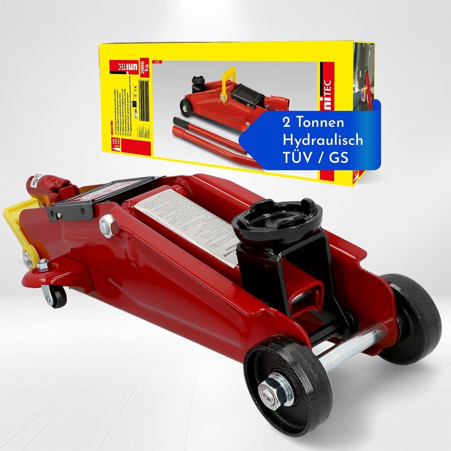 2 Ton Hydraulic Trolley Jack Heavy Duty Car Lift 135–342mm Compact Red