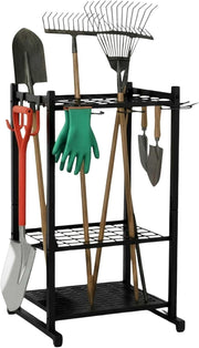 Heavy Duty Garden Tool Rack 50 Tool Storage Alloy Steel Silver