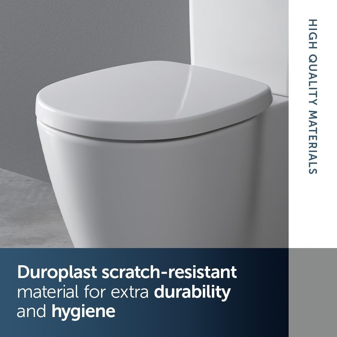 Connect Toilet Seat White Wrapover Durable Duroplast Quick Release