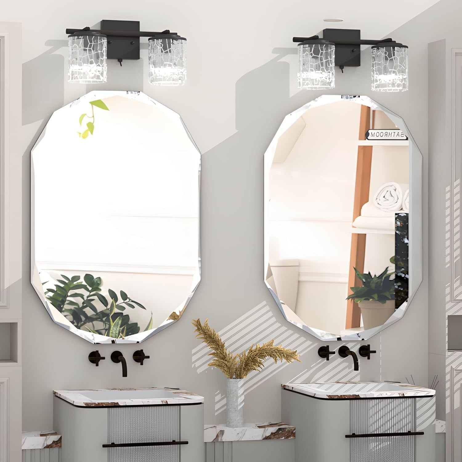 Oval Frameless Bathroom Mirror 90x60 cm Beveled Edge Vanity Wall