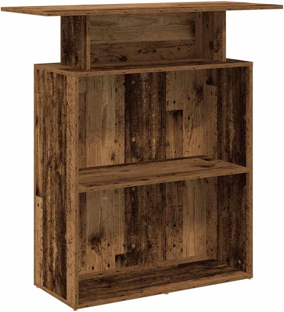 Old Wood Reception Desk 100x40x104cm Modern Office Counter with Shelf