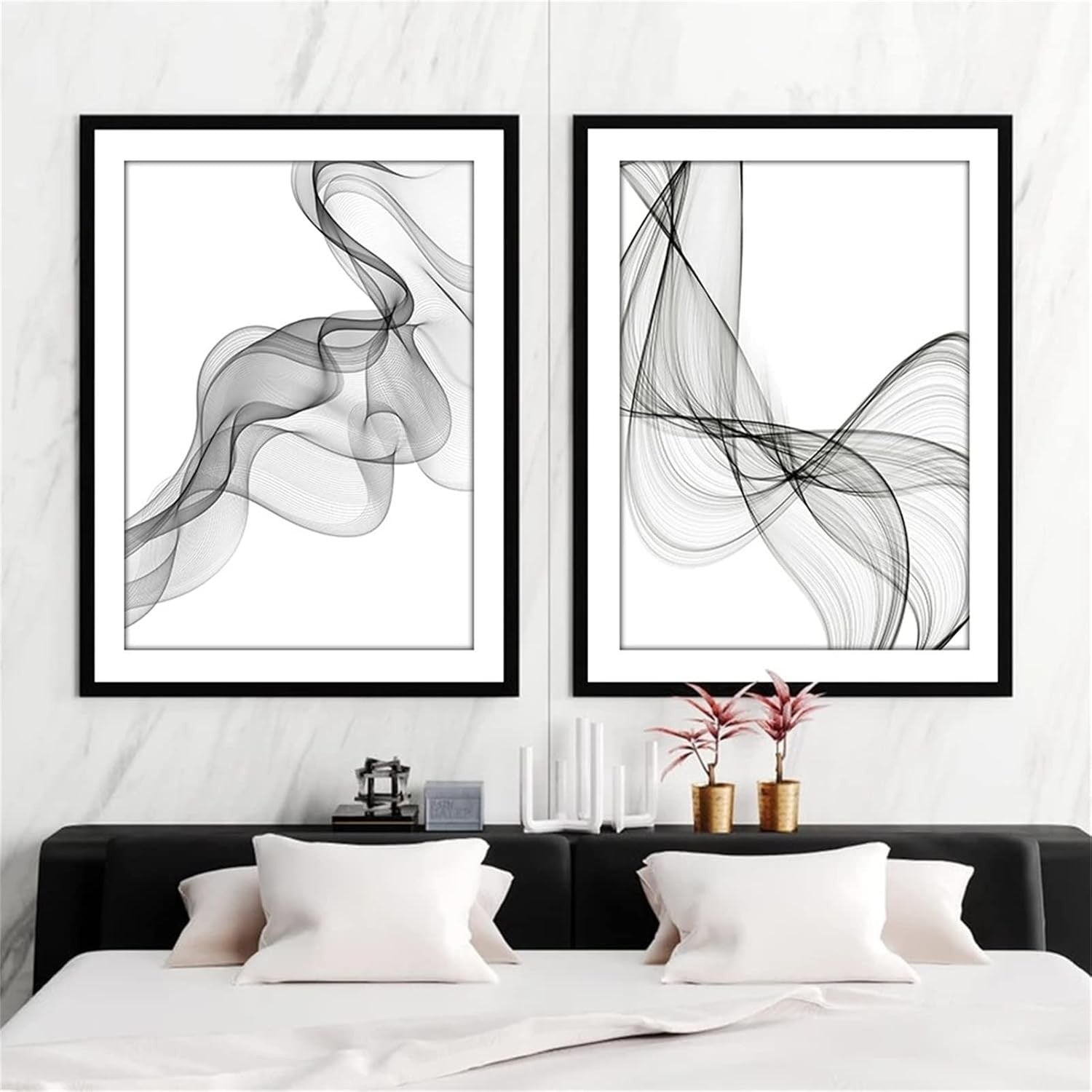 Black White Abstract Line Art Posters 3Pcs 50x70cm