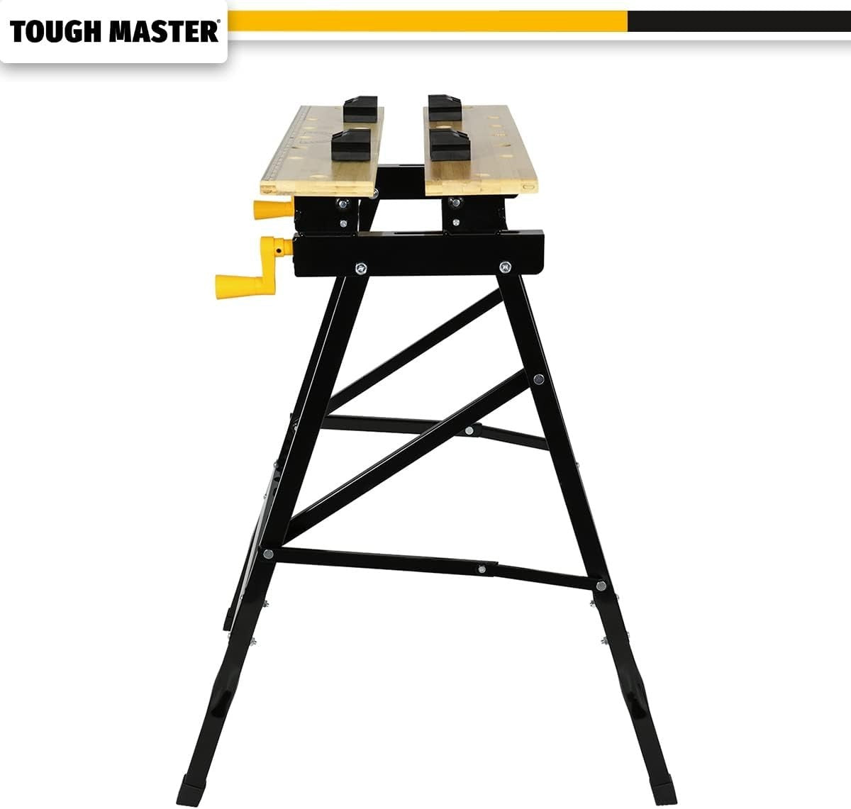 Foldable Workbench 100kg Steel Frame Bamboo Top Clamping Table Portable