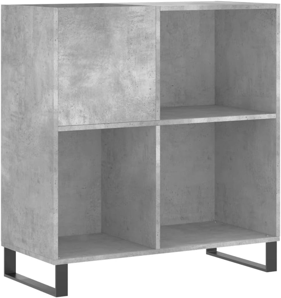 Durable Concrete Grey Vinyl Record Cabinet – Spacious Storage & Sturdy Display