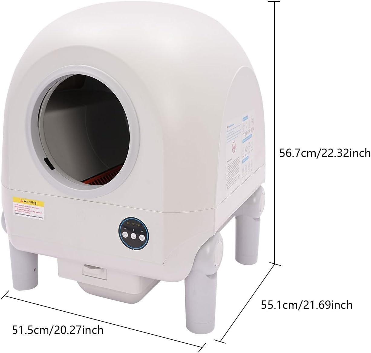 Self Cleaning Cat Litter Box App Control 68L Smart Odor Free XL