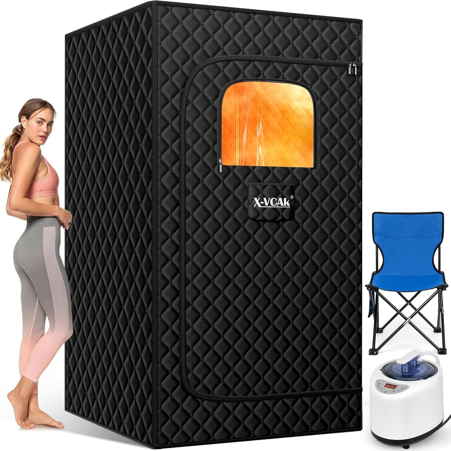 Full Size Portable Steam Sauna Tent Home Spa 2.6L Fast Heat 9-Level Detox Box