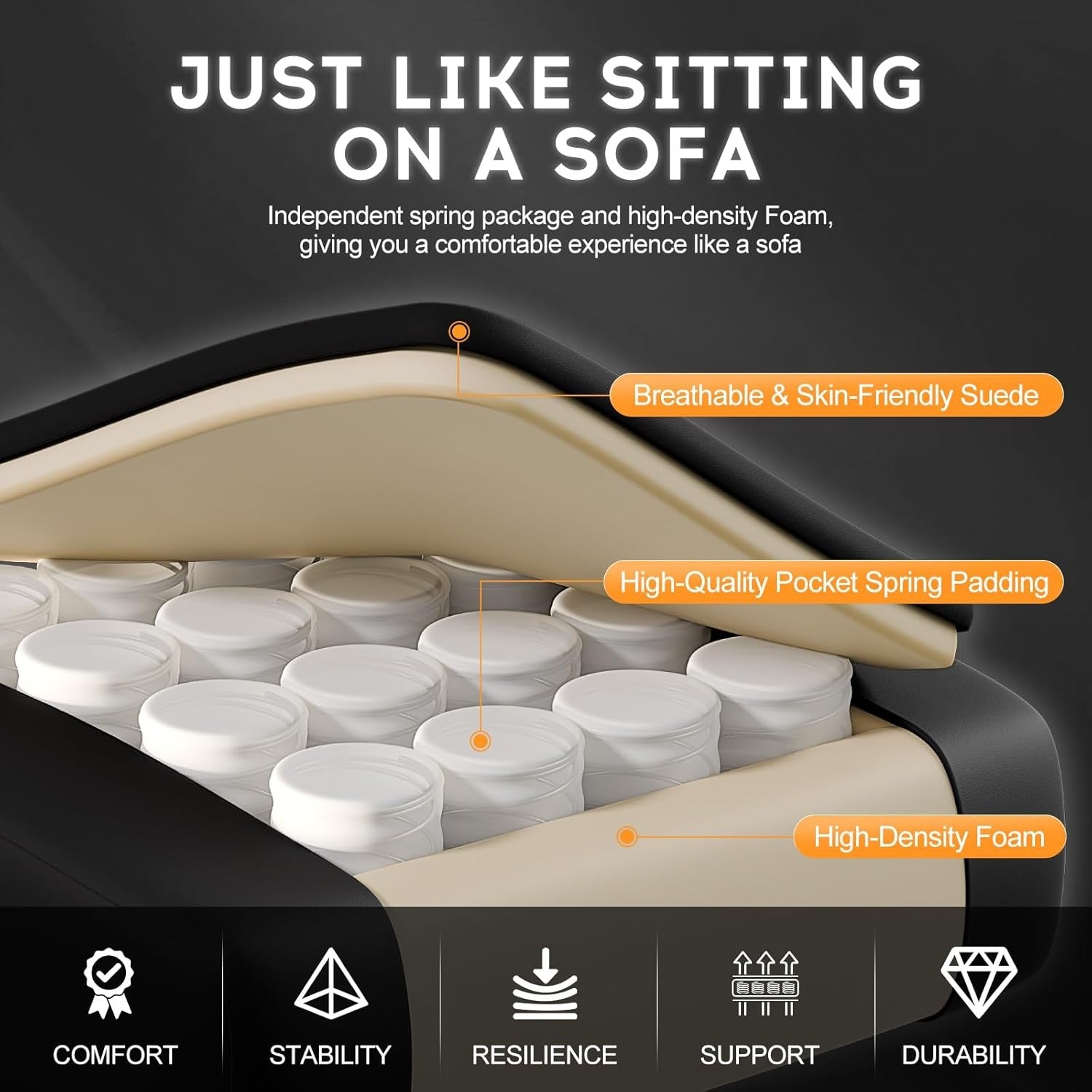 Reclining Gaming Chair with Footrest Pocket Spring Ergonomic
